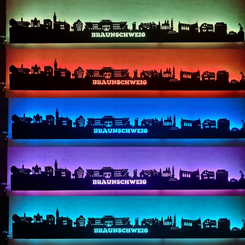 Braunschweig, Wandbild, Stadtsilhouette, Lampe
