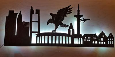 Frankfurt Skyline, Wandbild, Stadtsilhouette, Lampe
