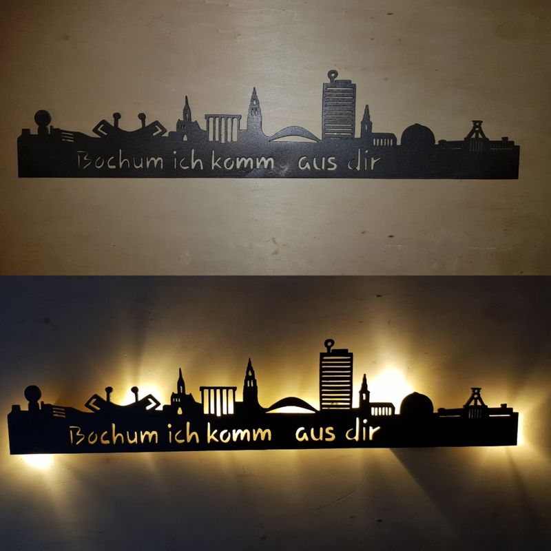 Bochum Skyline, Wandbild, Stadtsilhouette, Lampe