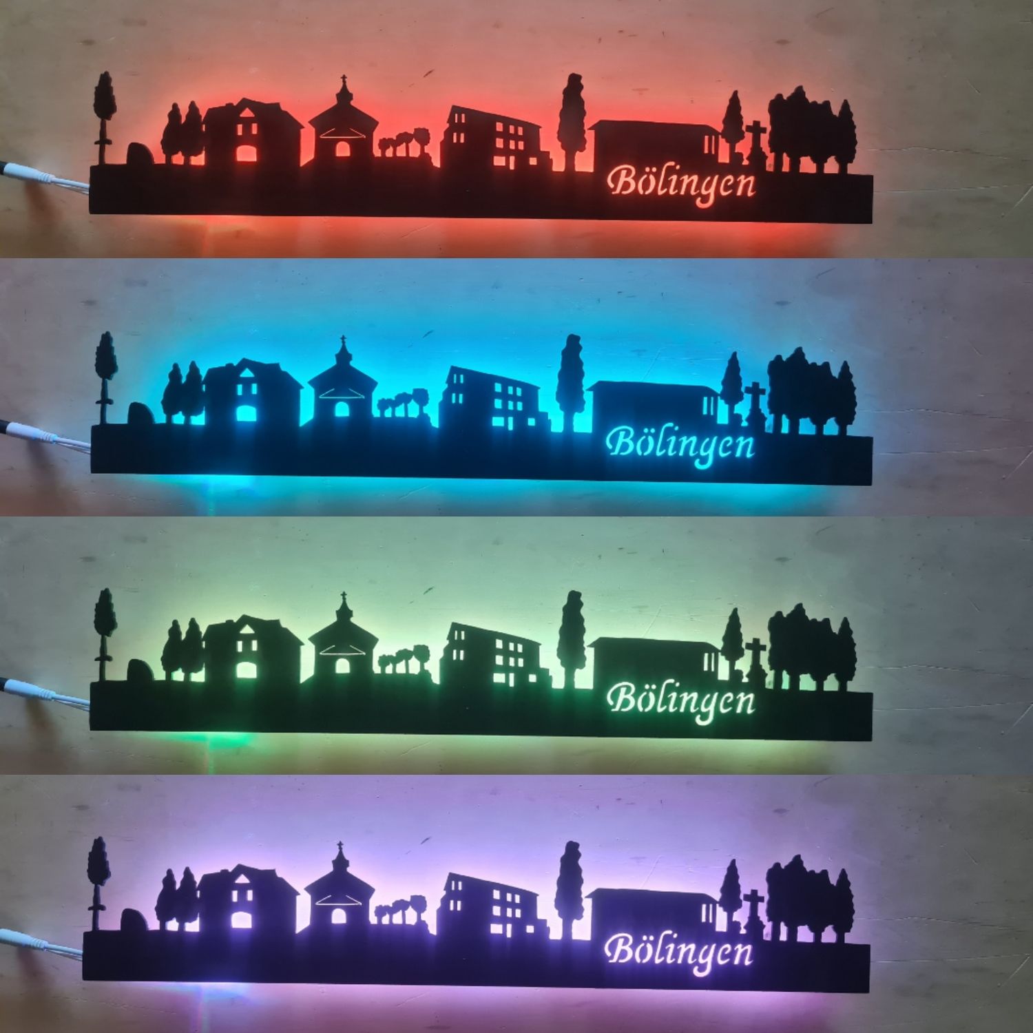 Bölingen Ording Skyline, Wandbild, Stadtsilhouette, Lampe