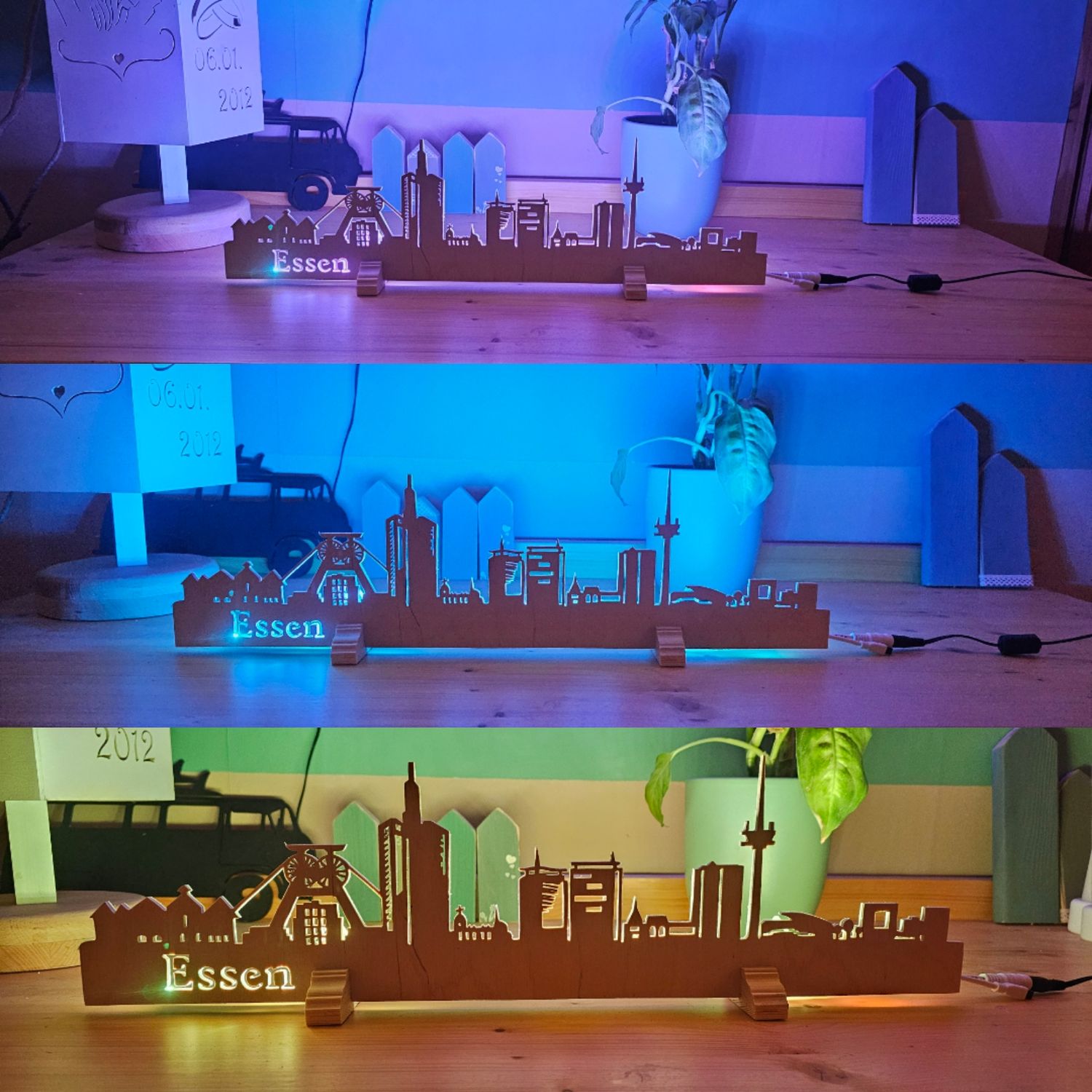 Essen Skyline, Wandbild, Stadtsilhouette, Lampe