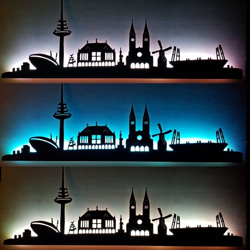 Bremen Skyline, Wandbild, Stadtsilhouette, Lampe