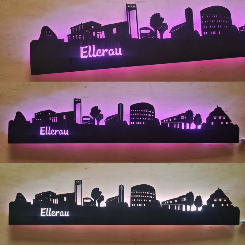 Ellerau Skyline, Wandbild, Stadtsilhouette, Lampe