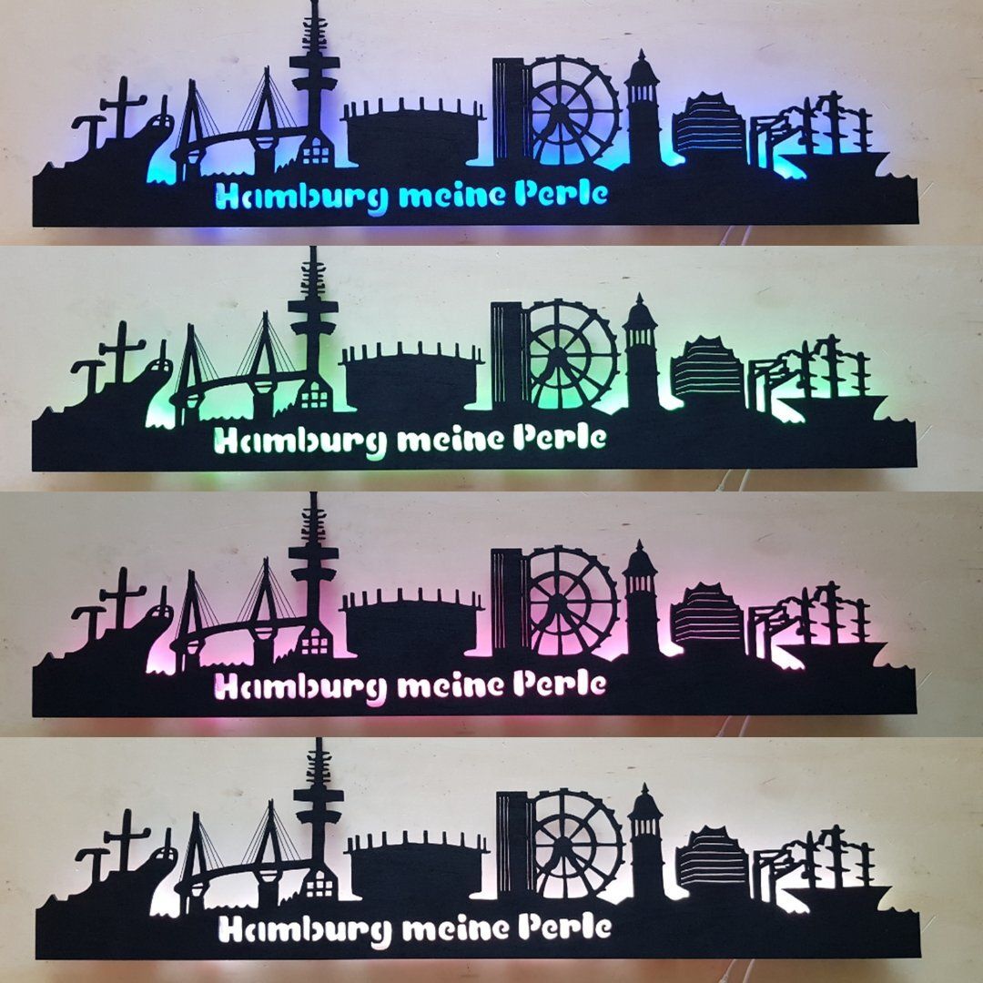 Hamburg Stadion, Skyline, Wandbild, Stadtsilhouette, Lampe