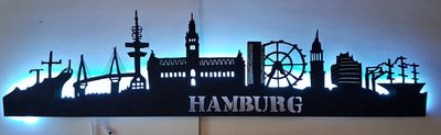 Hamburg Rathaus Skyline, Wandbild, Stadtsilhouette, Lampe