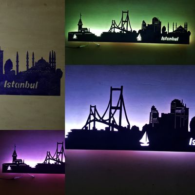 Istanbul Skyline, Wandbild, Stadtsilhouette, Lampe