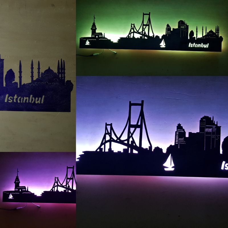 Istanbul Skyline, Wandbild, Stadtsilhouette, Lampe