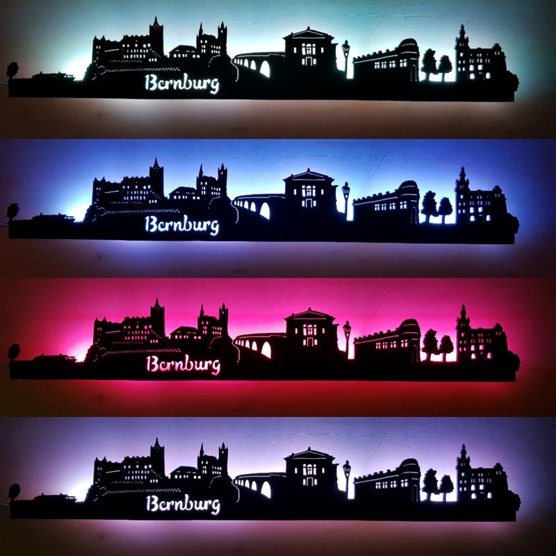 Bernburg Skyline, Wandbild, Stadtsilhouette, Lampe