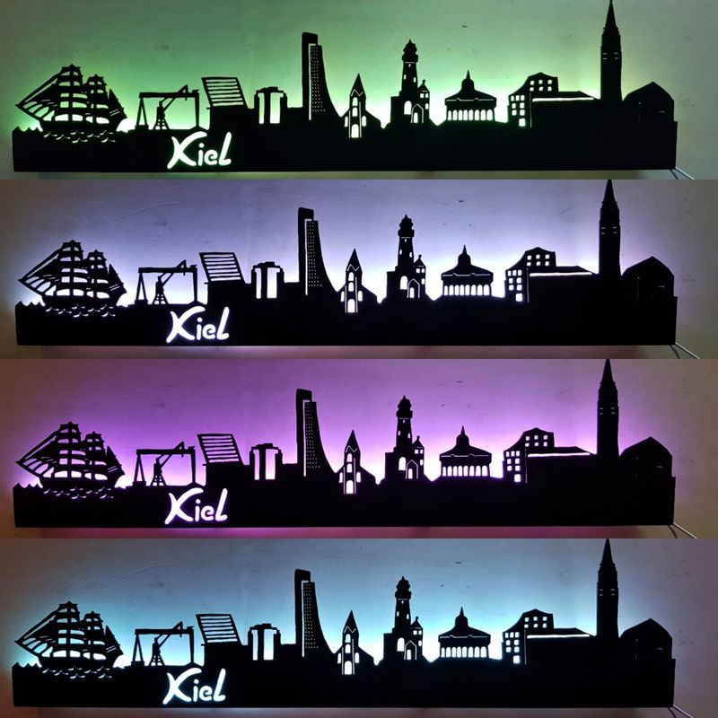 Kiel Skyline, Wandbild, Stadtsilhouette, Lampe