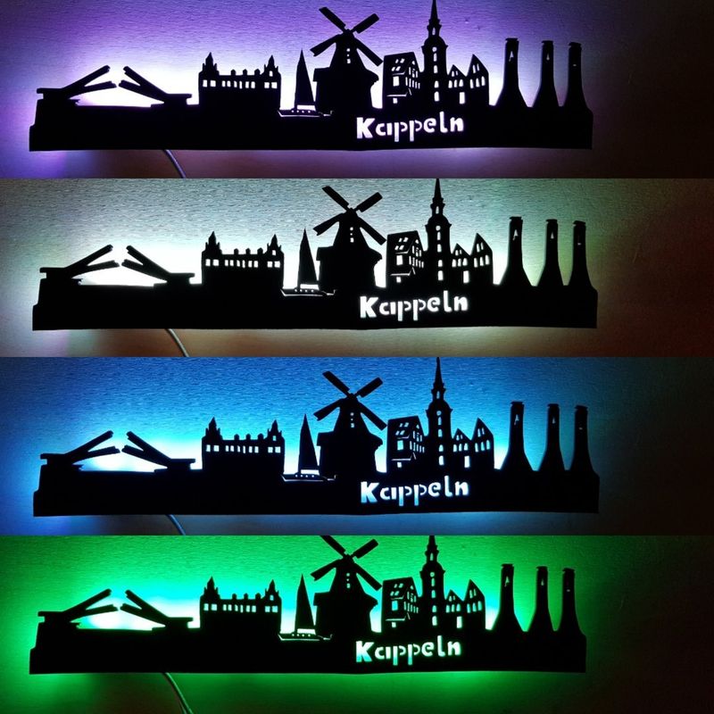 Kappeln Skyline, Wandbild, Stadtsilhouette, Lampe