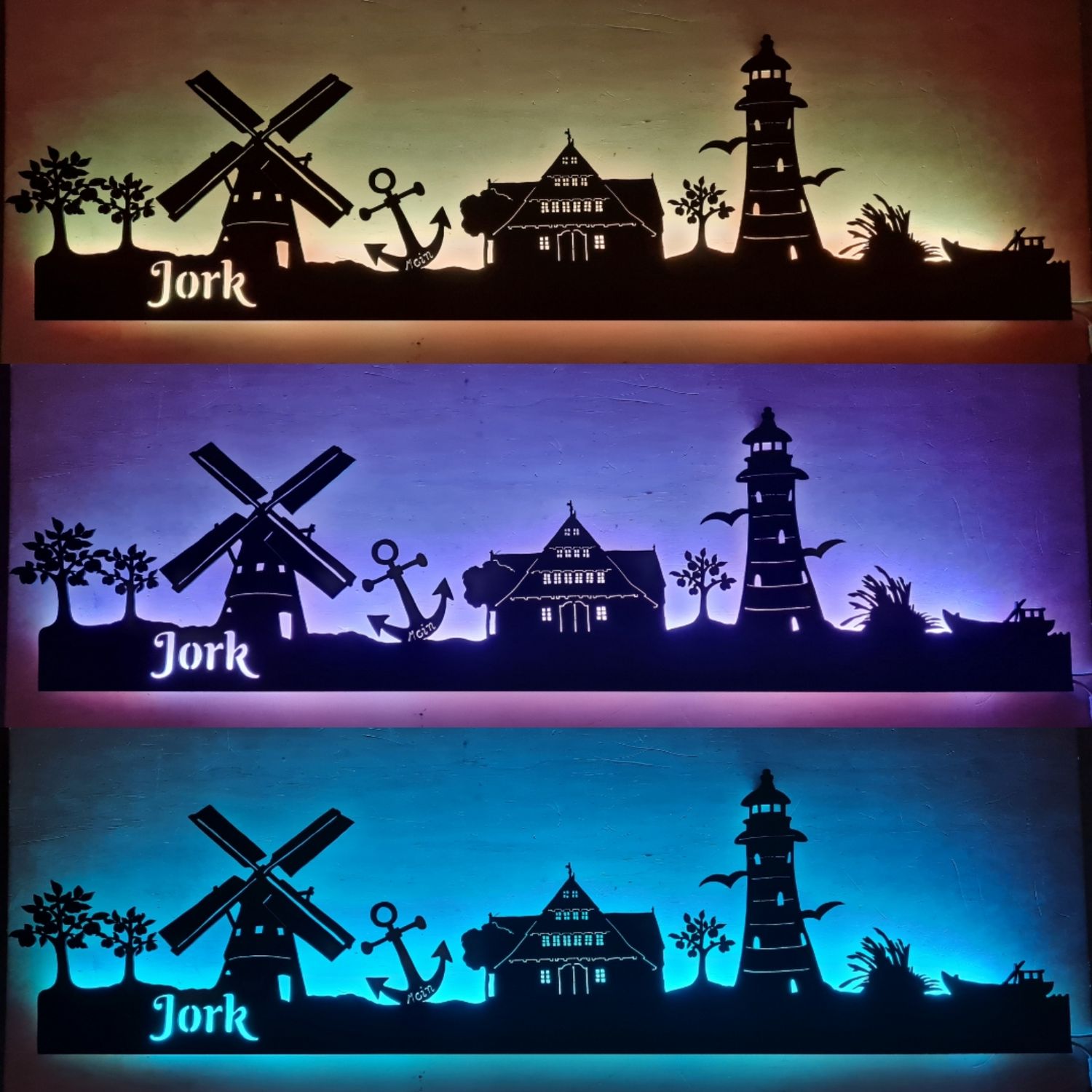 Jork Skyline, Wandbild, Stadtsilhouette, Lampe