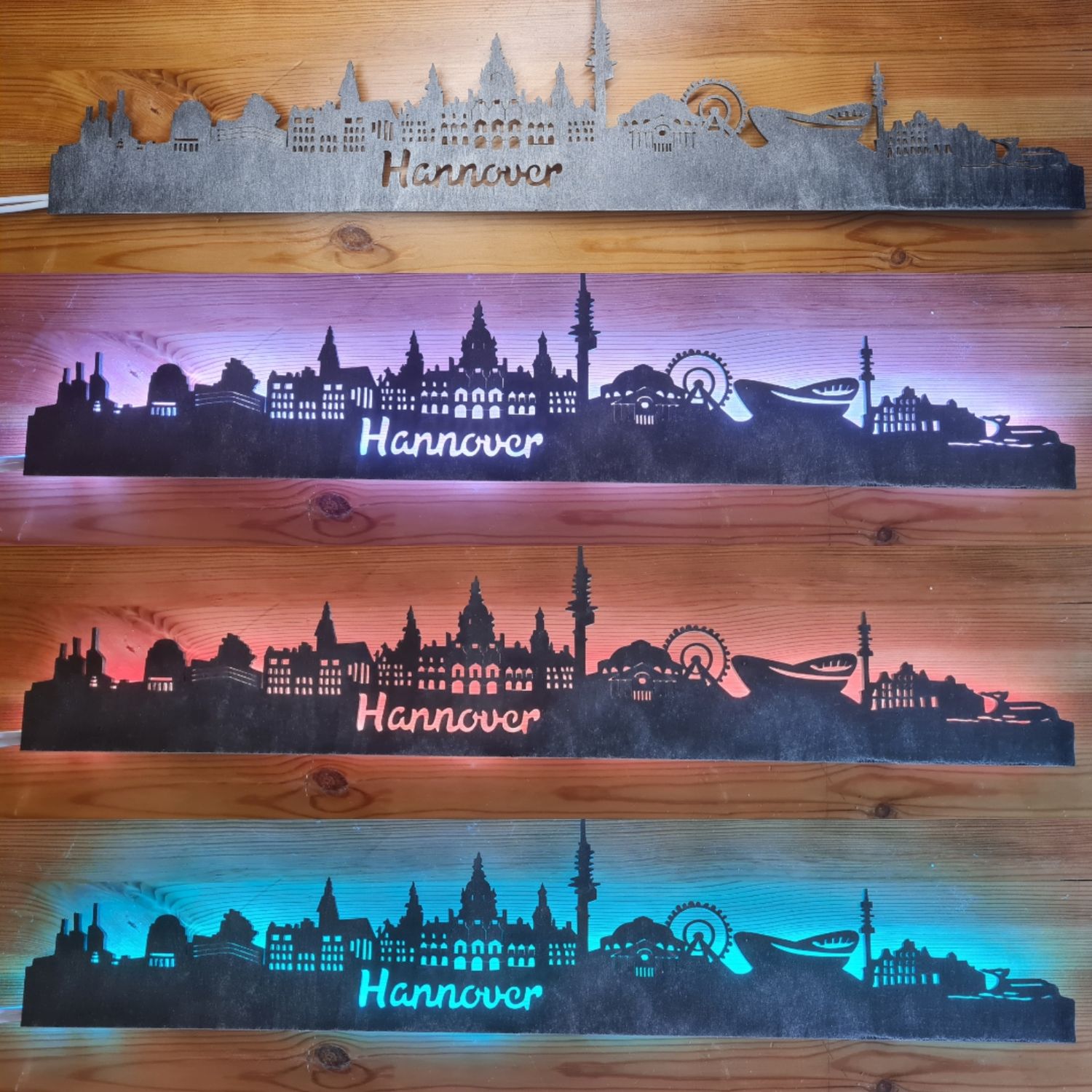 Hannover Skyline, Wandbild, Stadtsilhouette, Lampe