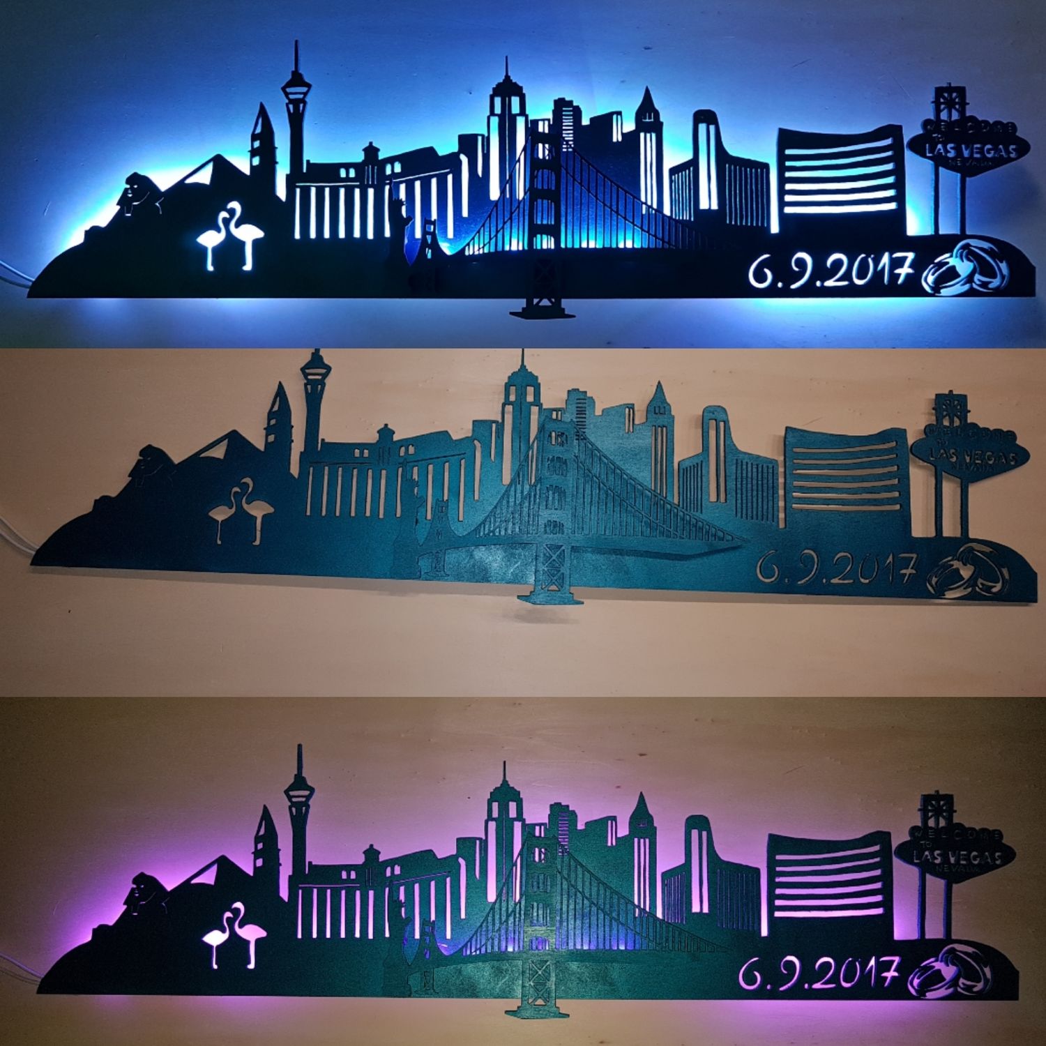 Las Vegas Skyline, Wandbild, Stadtsilhouette, Lampe