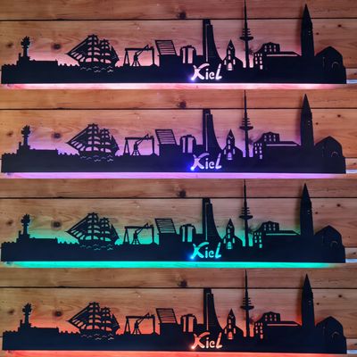Kiel 2 Skyline, Wandbild, Stadtsilhouette, Lampe