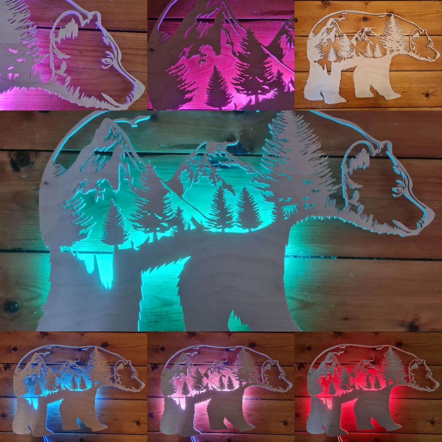 Bär  Silhouette, Bear Wood, Wandlicht, Tier Silhouette , Beleuchtet, Personalisiert
