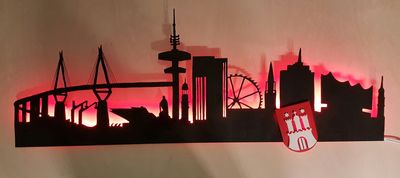 Hamburg Skyline, Wandbild, Stadtsilhouette, Lampe
