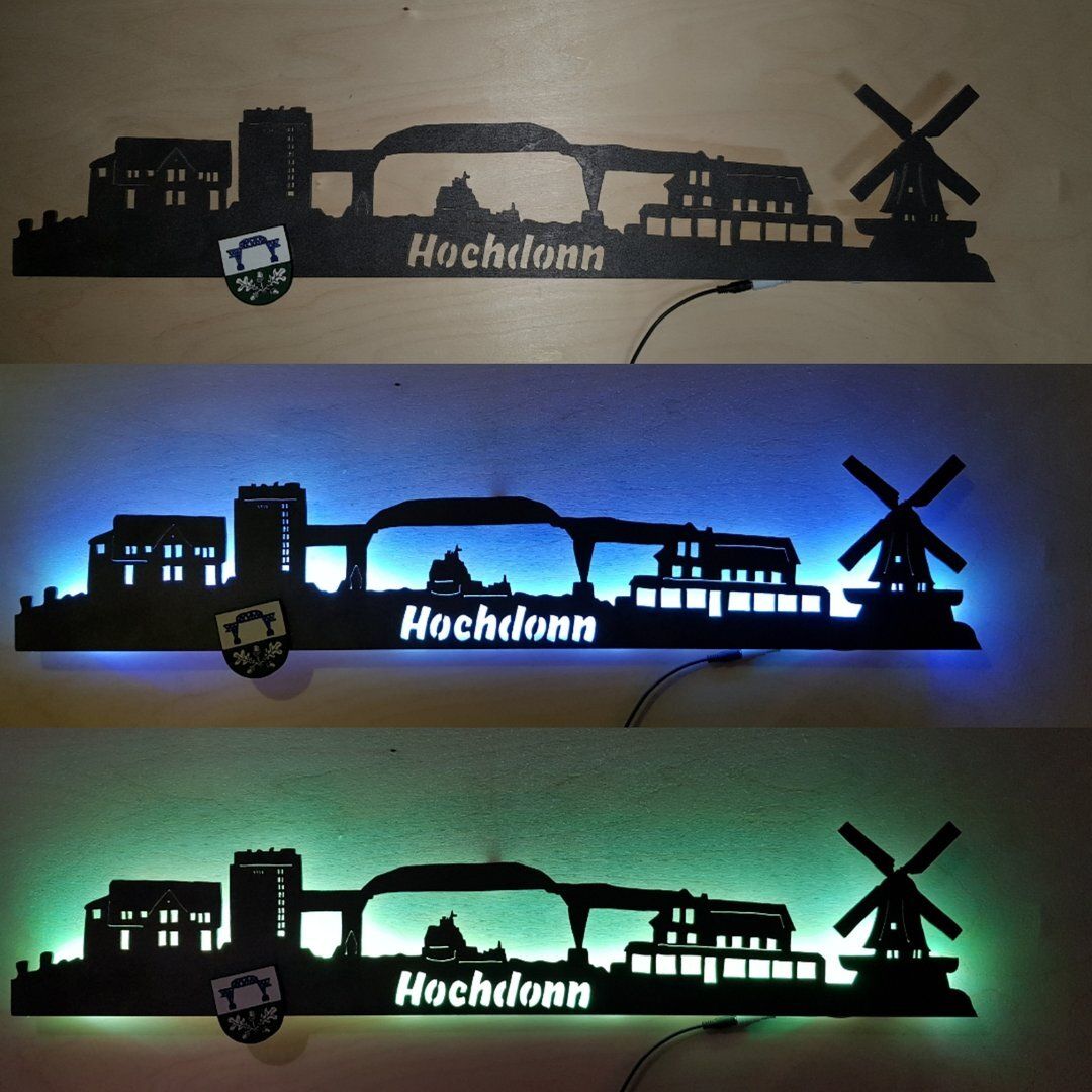 Hochdonn Skyline, Wandbild, Stadtsilhouette, Lampe