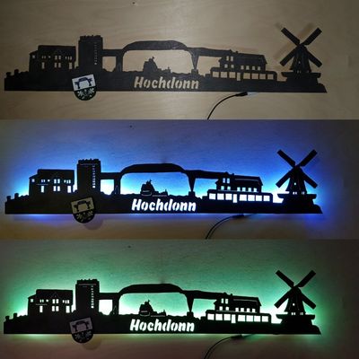 Hochdonn Skyline, Wandbild, Stadtsilhouette, Lampe