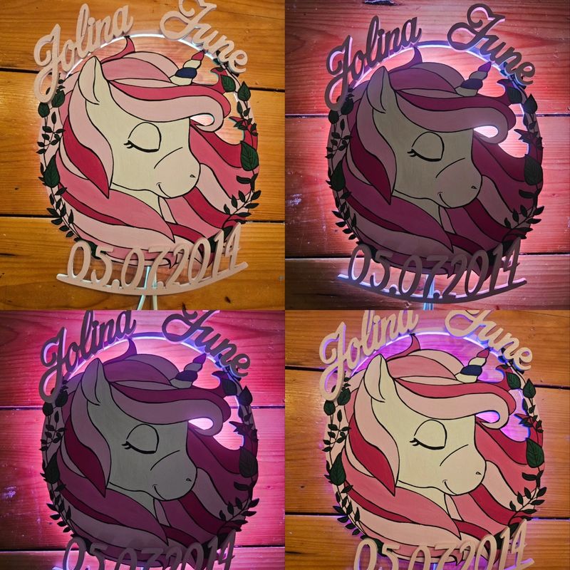 Personalisiertes Einhorn, Unicorn, Lampe, Schild, Bild, Kinderzimmer, Geschenk, Namen, Geburt