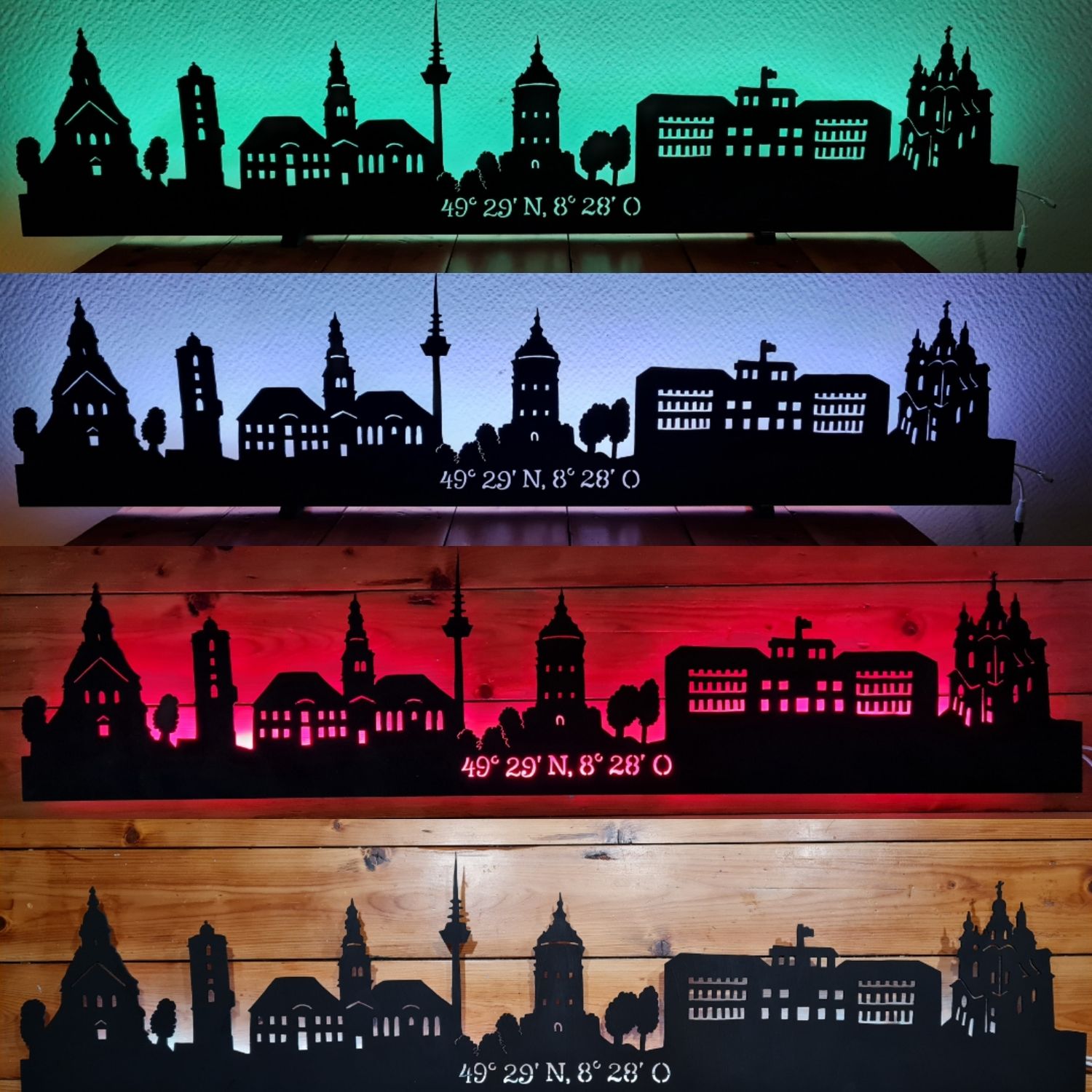 Mannheim Skyline, Wandbild, Stadtsilhouette, Lampe