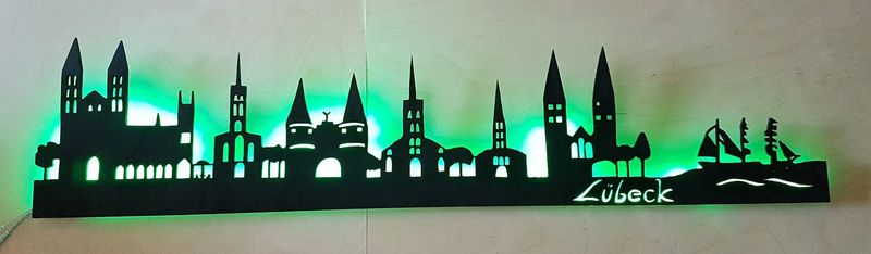 Lübeck Skyline, Wandbild, Stadtsilhouette, Lampe