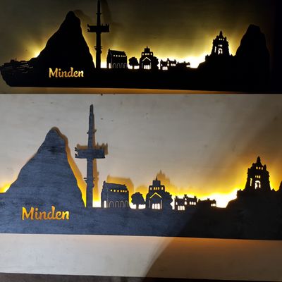 Minden Skyline, Wandbild, Stadtsilhouette, Lampe