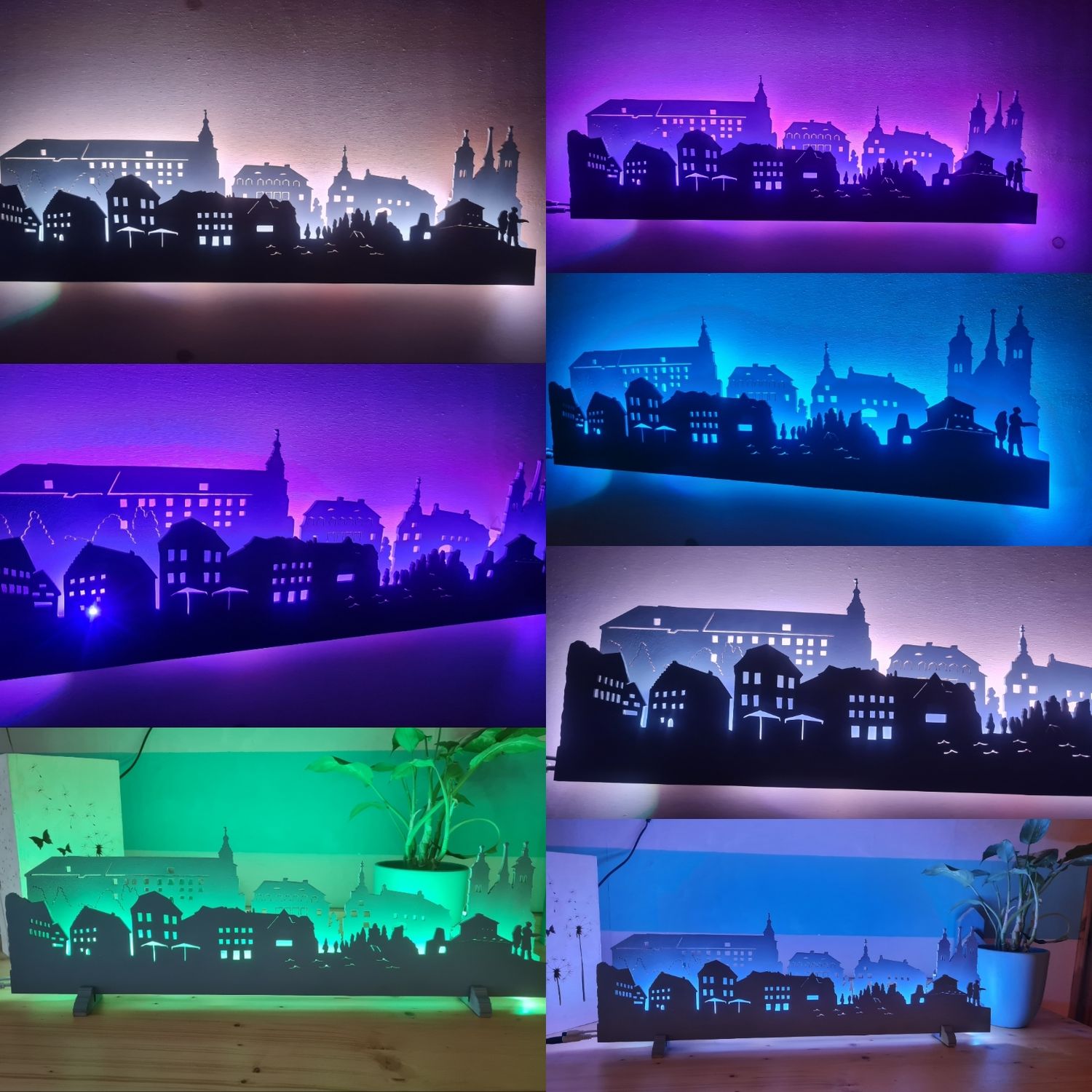 Schmalkalden 2 Ebenen Skyline, Wandbild, Stadtsilhouette, Lampe