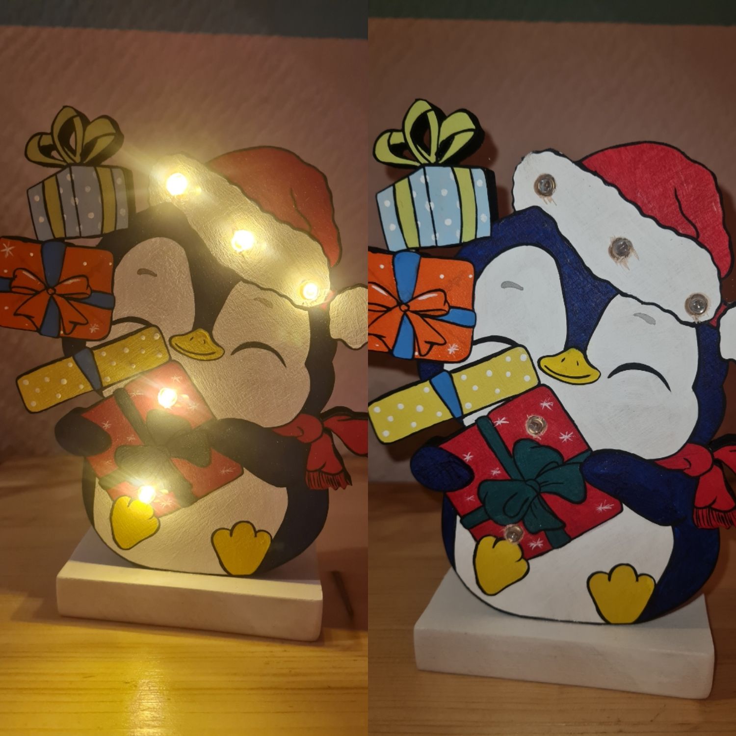 Süßer Pinguin frei Stehend und beleuchtet, Weihnachtsdeko