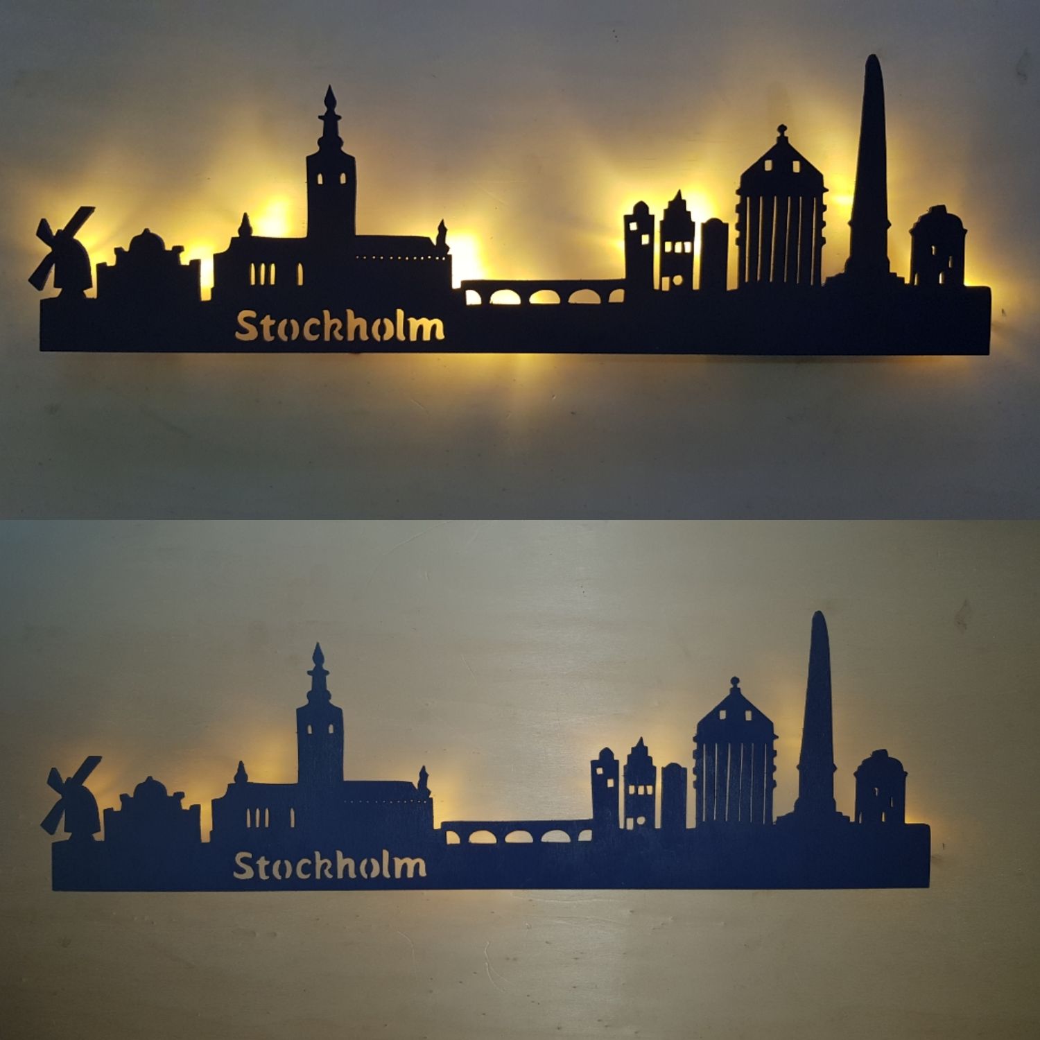 Stockholm Skyline, Wandbild, Stadtsilhouette, Lampe