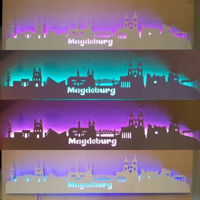 Magdeburg Skyline, Wandbild, Stadtsilhouette, Lampe