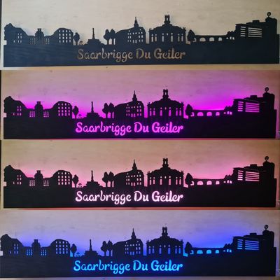 Saarbrücken Skyline, Wandbild, Stadtsilhouette, Lampe