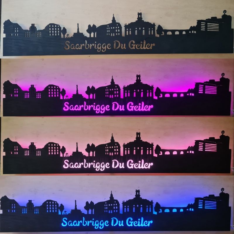 Saarbrücken Skyline, Wandbild, Stadtsilhouette, Lampe