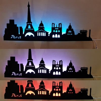 Paris Skyline, Wandbild, Stadtsilhouette, Lampe