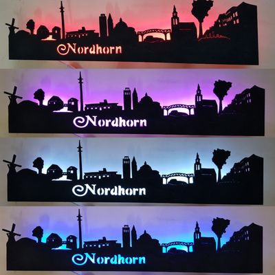 Nordhorn Skyline, Wandbild, Stadtsilhouette, Lampe