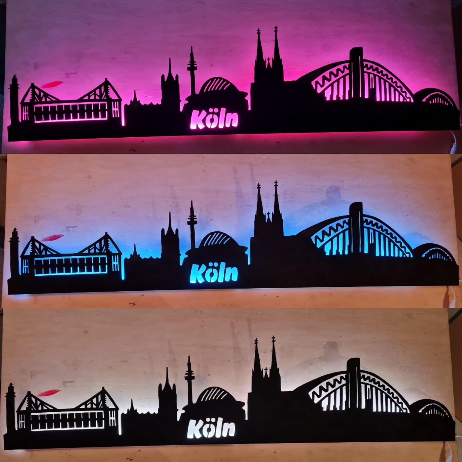 Köln Skyline, Wandbild, Stadtsilhouette, Lampe
