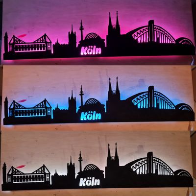 Köln Skyline, Wandbild, Stadtsilhouette, Lampe