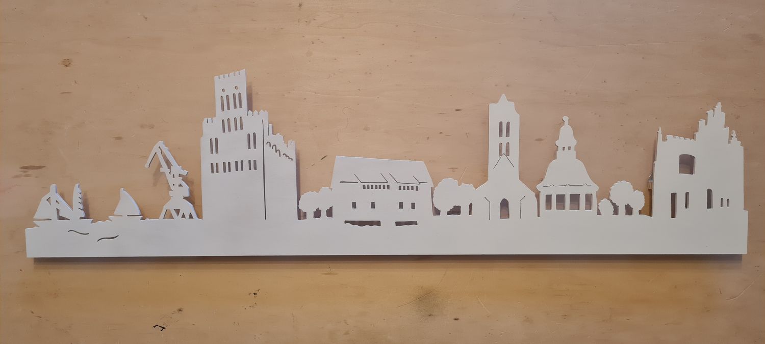 Wismar Skyline, Wandbild, Stadtsilhouette, Lampe