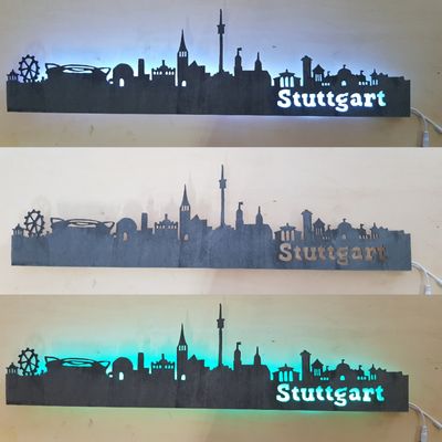 Stuttgart Skyline, Wandbild, Stadtsilhouette, Lampe