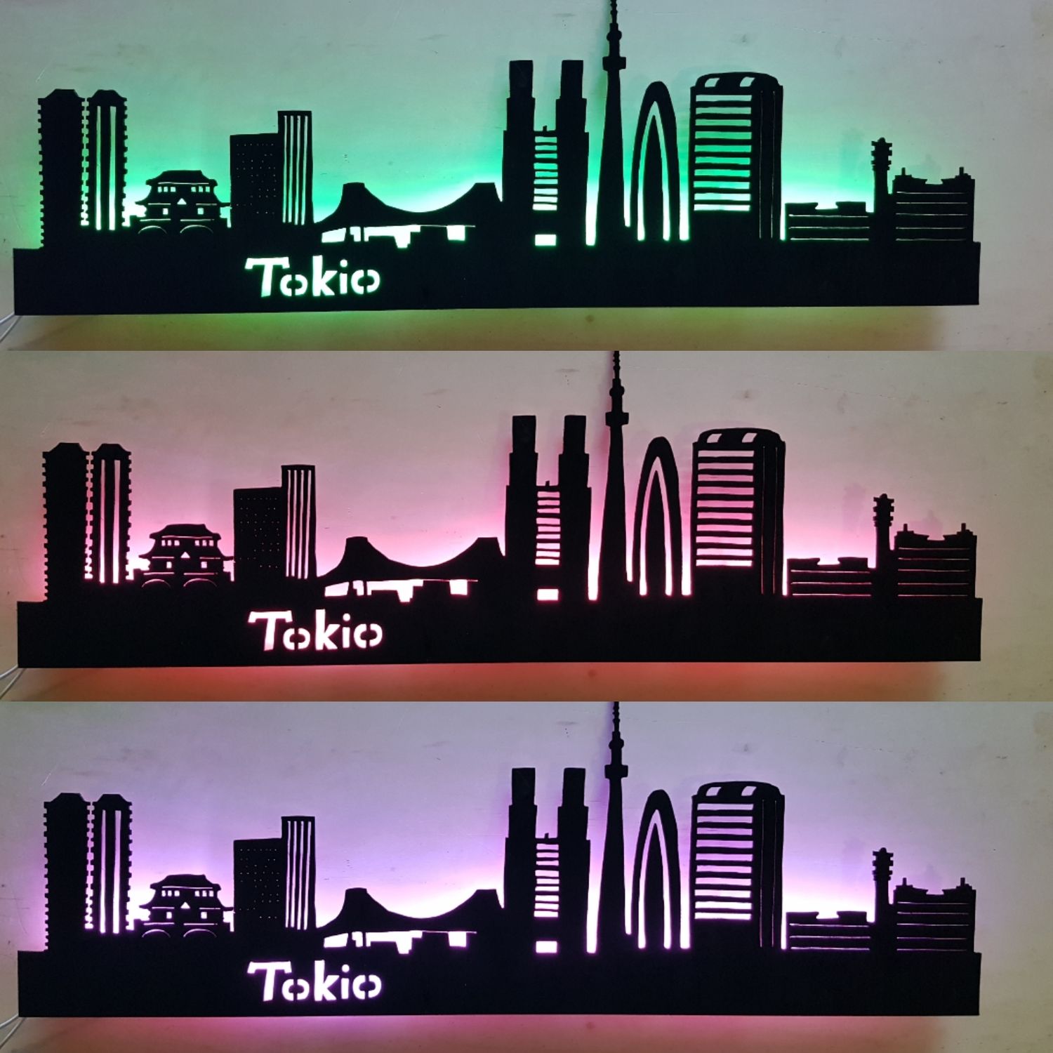 Tokio Skyline, Wandbild, Stadtsilhouette, Lampe