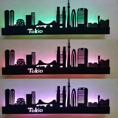 Tokio Skyline, Wandbild, Stadtsilhouette, Lampe