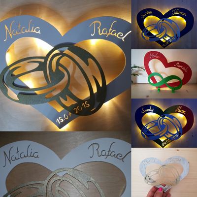 Zahl oder Herz mit Ringen, Geschenke, Personalisiert, Verliebte, Hochzeit