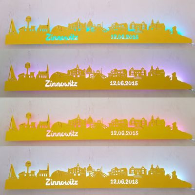 Zinnowitz Skyline, Wandbild, Stadtsilhouette, Lampe