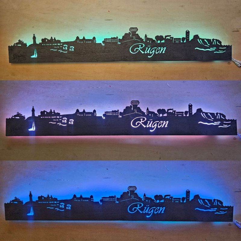 Rügen Skyline, Wandbild, Stadtsilhouette, Lampe