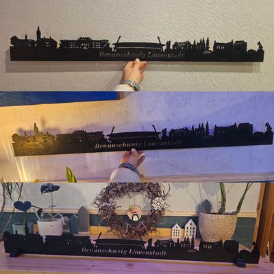 Braunschweig Stadion Skyline, Wandbild, Stadtsilhouette, Lampe