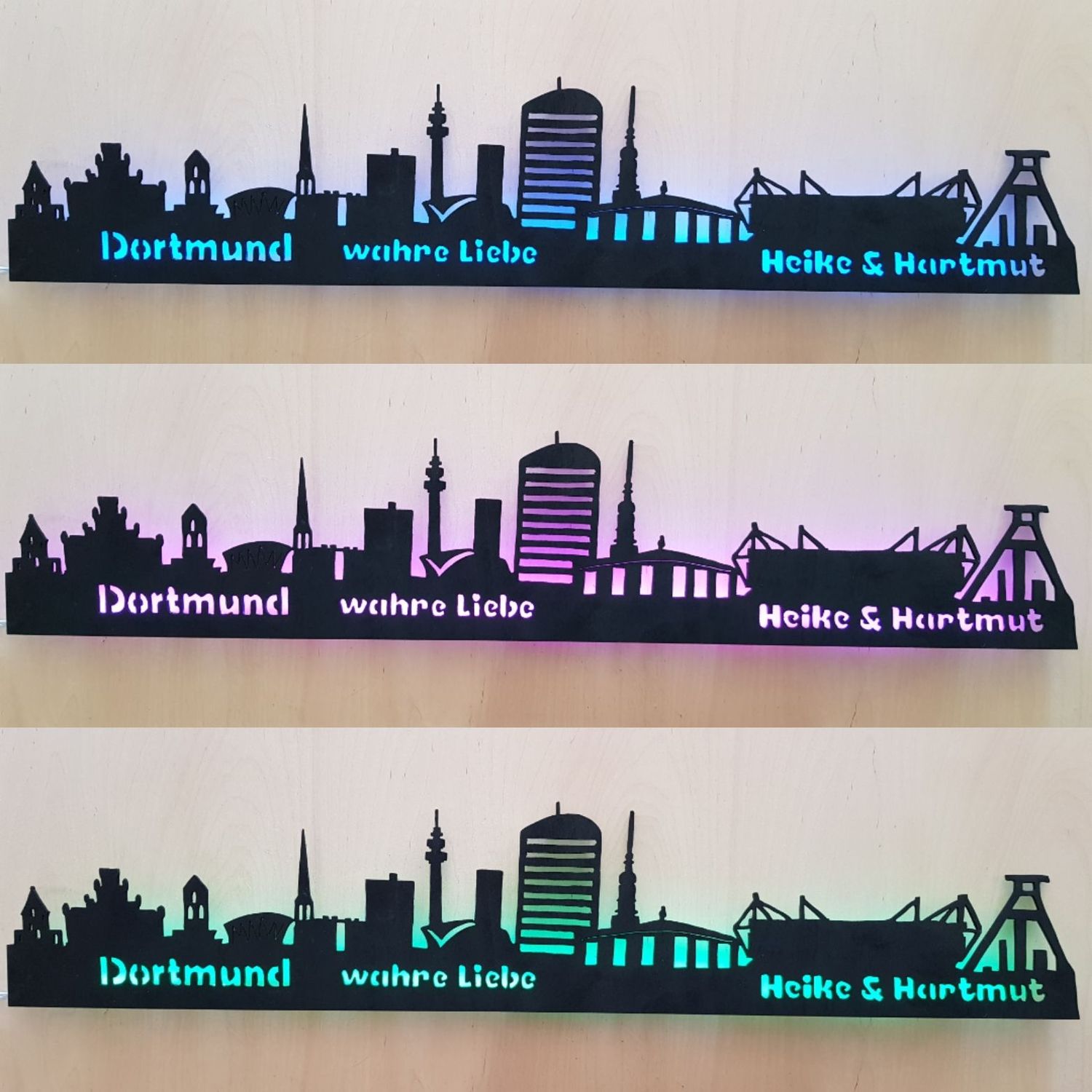 Dortmund Skyline, Wandbild, Stadtsilhouette, Lampe Dortmund Skyline, Wandbild, Stadtsilhouette, Lampe