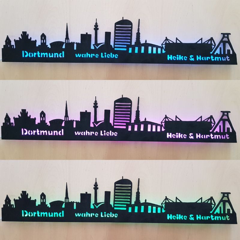 Dortmund Skyline, Wandbild, Stadtsilhouette, Lampe