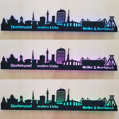 Dortmund Skyline, Wandbild, Stadtsilhouette, Lampe