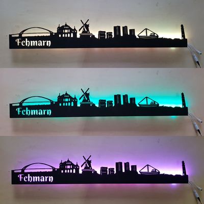 Fehmarn Skyline, Wandbild, Stadtsilhouette, Lampe