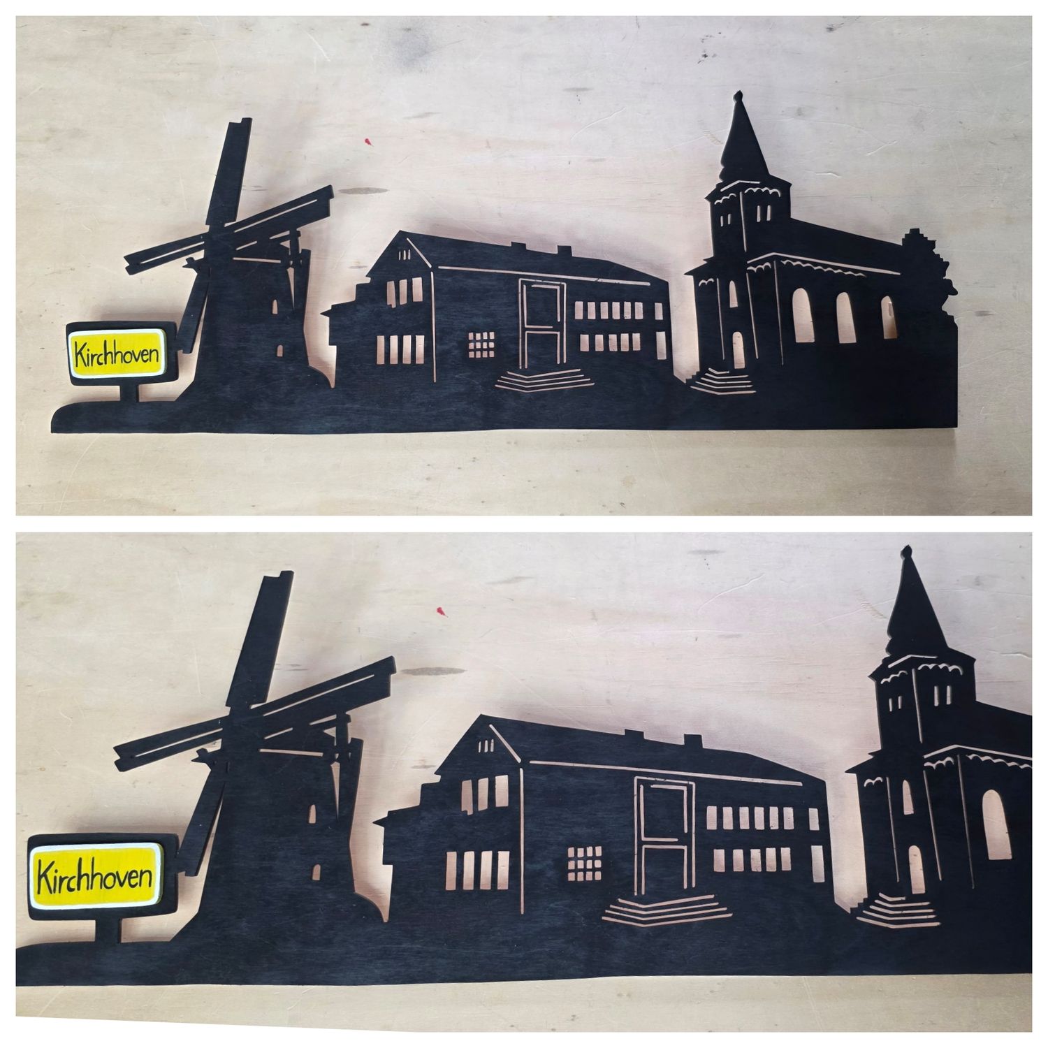 Kirchhoven, Wandbild, Stadtsilhouette, Lampe