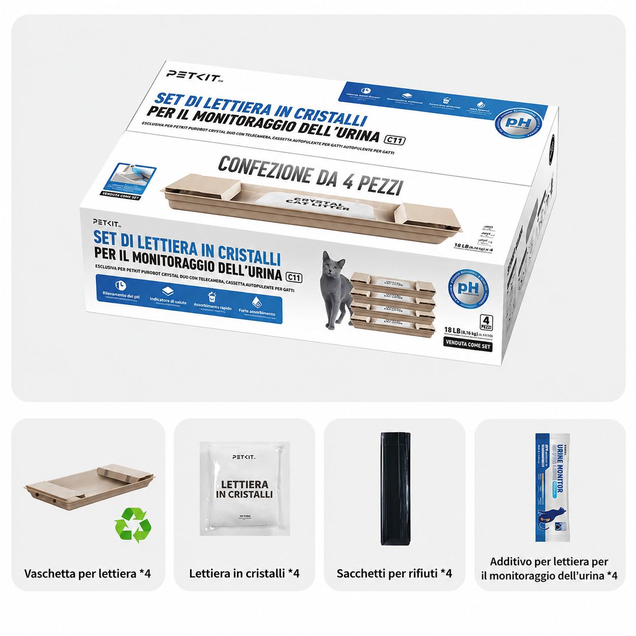 CRYSTAL LITTER Set 4 pz - monitoraggio PH — immagine 8